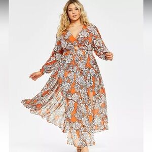 Nina Parker Trendy Plus Size Dress Graphic Floral Print 1X Beach Cover Up